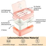 Personalisierte Lunchbox mit Geburtsblume Familienfigur | Spülmaschinengeeignet | Brotdose mit Besteck | Einschulung Geschenk für Kinder Familie