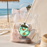 Personalized Pink Blue Bow Cute Duck Transparent Bag with Name Beach Party Travel Birthday Gift for Boys Girls