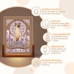 Personalisiertes Jugendstil Nachtlicht mit Katzen- & Hundeporträt nach Foto | mit Geburtsblumen | Wohndeko | Geburtstag Geschenk für Herrchen Frauchen