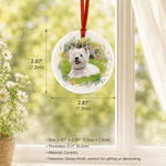 Personalized No Longer By My Side Forever In My Heart Watercolor Pet Photo Ceramic Ornament with Name and Year Sympathy Gift for Pet Owners