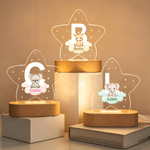 Personalized Animal Clouds Star-Shaped Acrylic LED Night Light with Wooden Base and Name Home Decor Back to School Birthday Gift for Kids