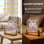 Personalisiertes Jugendstil Nachtlicht mit Katzen- & Hundeporträt nach Foto | mit Geburtsblumen | Wohndeko | Geburtstag Geschenk für Herrchen Frauchen
