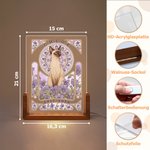 Personalisiertes Jugendstil Nachtlicht mit Katzen- & Hundeporträt nach Foto | mit Geburtsblumen | Wohndeko | Geburtstag Geschenk für Herrchen Frauchen