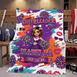 Personalized Cartoon Cheerleader Girl Fleece Soft Throw Blanket with Name and Photo Home Decor Cheer Camp Anniversary Gift for Cheerleaders