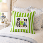 Personalised Colourful Collegiate Pet Portrait Stripe Soft Cushion Cover with School Flag Back to School Season Gift for Pet Lovers Freshmen
