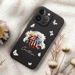 Personalized Birth Flower Black Woman Nail Art Christian Phone Case with Name Daily Use Christening Birthday Gift for Christian Women