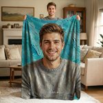 Gepersonaliseerde, zachte plaid met foto in olieverfstijl en naam – Woonaccessoire, verjaardags-, housewarming- of jubileumcadeau voor familie en vrienden