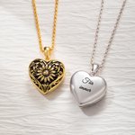 Personalisierte Sonnenblume Halskette mit 2 Fotos in Herzform Medaillon und Text Gravur Weihnachten Geburtstag Muttertag Erinnerungsgeschenk für Damen