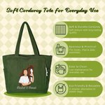 Personalised Rider and Horse Photo Large Capacity Corduroy Tote Bag with Names Daily Use Travel Birthday Gift for Horse Lovers Friends