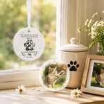 Personalized No Longer By My Side Forever In My Heart Watercolor Pet Photo Ceramic Ornament with Name and Year Sympathy Gift for Pet Owners