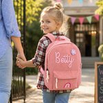 Gepersonaliseerde ribfluwelen rugzak met naam bloem en regenboog als schooltas verjaardagscadeau en cadeau voor het nieuwe schooljaar voor kinderen