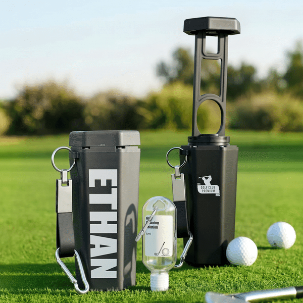 Personalised Name Logo Portable Golf Ball Washer Cleaner with Cleaning Solution Bottle Birthday Gift for Golf Lovers Coachs