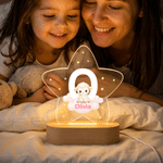 Personalized Animal Clouds Star-Shaped Acrylic LED Night Light with Wooden Base and Name Home Decor Back to School Birthday Gift for Kids