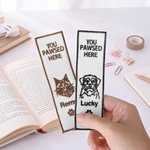 Personalised You Pawsed Here Pet Portrait Embroidery Bookmark with Name Adoption Anniversary Birthday Gift for Pet Owners Book Lovers