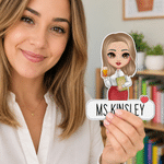 Personalised Cute Cartoon Character Board Magnet with Text Classroom Supplies Back to School Gift for Teachers