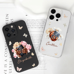 Personalized Birth Flower Black Woman Nail Art Christian Phone Case with Name Daily Use Christening Birthday Gift for Christian Women