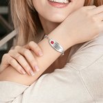 Personalised Health Medical Alert ID Bracelet with Engraved Medical Information Emergency First Aid Gift for Women