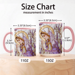 Personalised Virgin Mary Lavender 11 oz 15 oz Ceramic Mug with Name Daily Use Religious Baptism Birthday Gift for Christian Woman