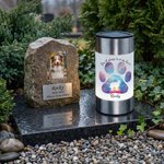 Personalized Paw Print Dog Silhouette Soft Glow Solar Garden Light with Name and Text Home Decor Memorial Sympathy Gift for Dog Owner Pet Lovers