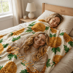 Personalised Oil Painting Style Birth Flower Soft Throw Blanket with Photo and Name Home Decor Party Ideal Birthday Gift for Women Friends Family