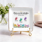 Personalised Sisters Are Like Butterflies Floral Butterfly Ceramic Trinket Jewellery Dish with Name Birthday Gift for Besties Friends