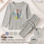 Personalized Unique Cartoon Boy Girl Photo 100% Cotton Soft Kid Pajama Set with Name Daily Outfit Back to School Birthday Gift for Kids