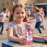 Personalisierte BPA-freie Waldtier Kinder-Wasserflasche 475 ml | mit Strohhalm und Namen | Geburtstag Schulanfang Geschenk für Jungen Mädchen