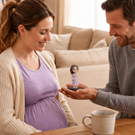 Personalised Creative Photo to 3D Cartoon Pregnant Woman Statue Ornament with Text Office Desk Decoration Birthday Gift for New Mum