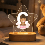 Personalized Animal Clouds Star-Shaped Acrylic LED Night Light with Wooden Base and Name Home Decor Back to School Birthday Gift for Kids
