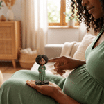 Personalised Creative Photo to 3D Cartoon Pregnant Woman Statue Ornament with Text Office Desk Decoration Birthday Gift for New Mum