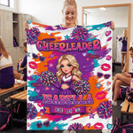 Personalized Cartoon Cheerleader Girl Fleece Soft Throw Blanket with Name and Photo Home Decor Cheer Camp Anniversary Gift for Cheerleaders