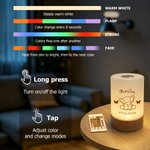 Personalised Animal Dimmable Touch Control USB Rechargeable Night Light with Name and Date Bedroom Decor Daily Use Birthday Anniversary Gift for Kids
