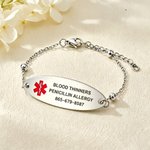 Personalised Health Medical Alert ID Bracelet with Engraved Medical Information Emergency First Aid Gift for Women