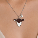 Personalized Cow Head Pendant Design Necklace with Initial Tag Dainty Jewelry Daily Wear Anniversary Birthday Gift for Western Cowgirl Cowboy