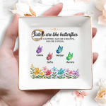 Personalised Sisters Are Like Butterflies Floral Butterfly Ceramic Trinket Jewellery Dish with Name Birthday Gift for Besties Friends