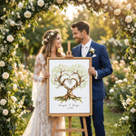 Personalised Watercolour Fingerprint Tree Canvas Prints with Name and Date Guest Book Use Ship from USA Wedding Gift for Bride Groom Newlywed