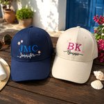 Personalized Multicolor Flower Embroidery 100% Cotton Baseball Cap with Initials and Name Outdoor Activities Birthday Gift for Family Bestie