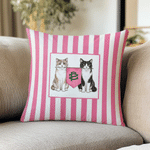 Personalised Colourful Collegiate Pet Portrait Stripe Soft Cushion Cover with School Flag Back to School Season Gift for Pet Lovers Freshmen