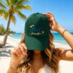 Personalized Multicolor Flower Embroidery 100% Cotton Baseball Cap with Initials and Name Outdoor Activities Birthday Gift for Family Bestie