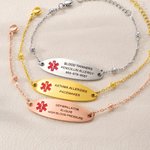 Personalised Health Medical Alert ID Bracelet with Engraved Medical Information Emergency First Aid Gift for Women