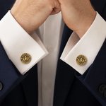 Personalized College Logo Stainless Steel Cufflinks with Name Formal Wear Graduation Gift for Graduates College Students