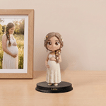 Personalised Creative Photo to 3D Cartoon Pregnant Woman Statue Ornament with Text Office Desk Decoration Birthday Gift for New Mum