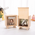 Tirelire en bois personnalisée avec personnage de dessin animé pour enfants, avec prénom, décoration de bureau, cadeau d'anniversaire pour garçons et filles