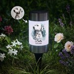 Personalisierte Aquarell-Skizze Solar Gartenleuchte mit Katzen- & Hundeporträt nach Foto | Gartenlampe | Erinnerungsgeschenk für Herrchen & Frauchen