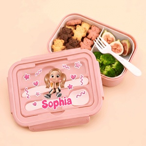 Personalised Star Cartoon Character Microwavable Lunch Box with Name and Cutlery Picnic Outdoor Activity Use Back to School Gift for Students Kids