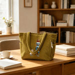 Personalized Dog Owner Back View Large Capacity Corduroy Tote Bag with Name Travel Essential Birthday Gift for Women Pet Lovers