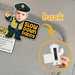 Personalised Cute Kid Face Photo Traffic Officer Slow Down Daddy Acrylic Car Visor Clip Car Accessories Birthday Gift for Daddy