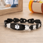 Personalised Heart Medical Alert ID Bracelet with Engraved Text Emergency Gift for Women Diabetic Allergy Epilepsy