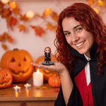 Personalized Creative Photo to 3D Halloween Theme Figurine Statue Ornament with Text Office Desk Decoration Halloween Gift for Family Friends