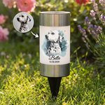 Personalisierte Aquarell-Skizze Solar Gartenleuchte mit Katzen- & Hundeporträt nach Foto | Gartenlampe | Erinnerungsgeschenk für Herrchen & Frauchen